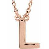 14K Rose Block Initial L 16" Necklace Siddiqui Jewelers