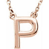 14K Rose Block Initial P 16" Necklace Siddiqui Jewelers