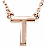 14K Rose Block Initial T 16" Necklace Siddiqui Jewelers