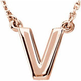 14K Rose Block Initial V 16" Necklace Siddiqui Jewelers