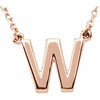 14K Rose Block Initial W 16" Necklace Siddiqui Jewelers