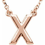 14K Rose Block Initial X 16" Necklace Siddiqui Jewelers