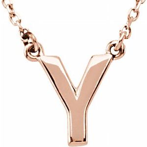 14K Rose Block Initial Y 16" Necklace Siddiqui Jewelers
