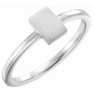 14K White 7x5 mm Rectangle Signet Ring - Siddiqui Jewelers