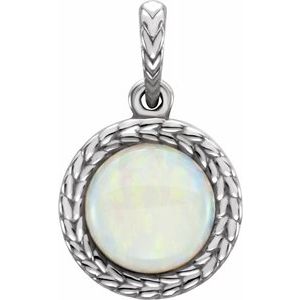 14K White Opal Pendant - Siddiqui Jewelers