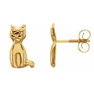 14K Yellow Cat Earrings - Siddiqui Jewelers