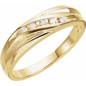 14K Yellow 1/10 CTW Diamond Ladies Band - Siddiqui Jewelers