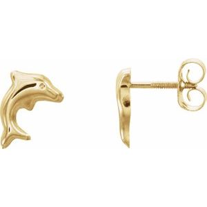 14K Yellow Dolphin Earrings - Siddiqui Jewelers