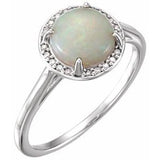 14K White Opal & .05 CTW Diamond Ring - Siddiqui Jewelers