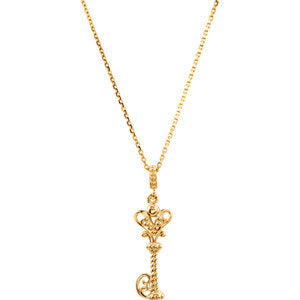 14K Yellow Vintage-Style Key 18" Necklace - Siddiqui Jewelers