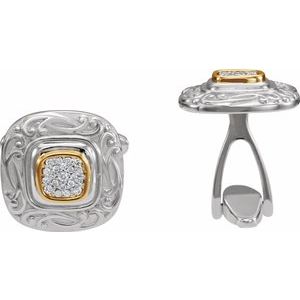 Sterling Silver & 14K Yellow 1/4 CTW Diamond Cuff Links - Siddiqui Jewelers