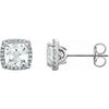14K White Lab-Created White Sapphire & 1/8 CTW Diamond Earrings - Siddiqui Jewelers
