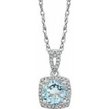 14K White Aquamarine & 1/8 CTW Diamond 18" Necklace - Siddiqui Jewelers