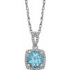 14K White Sky Blue Topaz & 1/8 CTW Diamond 18" Necklace - Siddiqui Jewelers