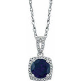 14K White Created Blue Sapphire & 1/8 CTW Diamond 18" Necklace - Siddiqui Jewelers