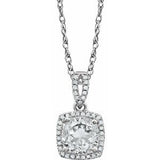 14K White Created White Sapphire & 1/8 CTW Diamond 18" Necklace - Siddiqui Jewelers