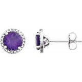 Sterling Silver Amethyst & .01 CTW Diamond Earrings - Siddiqui Jewelers