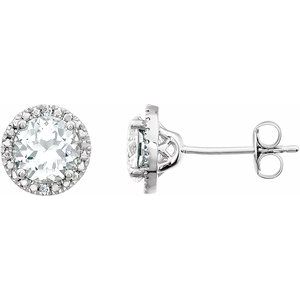 Sterling Silver Lab-Created White Sapphire & .01 CTW Diamond Earrings - Siddiqui Jewelers