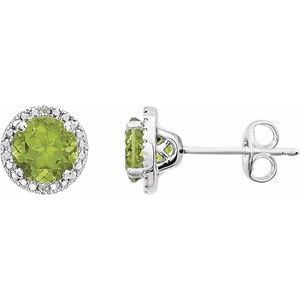 Sterling Silver Peridot & .01 CTW Diamond Earrings - Siddiqui Jewelers