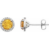 Sterling Silver Citrine & .01 CTW Diamond Earrings - Siddiqui Jewelers