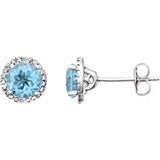 Sterling Silver Sky Blue Topaz & .01 CTW Diamond Earrings - Siddiqui Jewelers