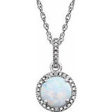 Sterling Silver Lab-Grown Opal & .01 CTW Diamond 18" Necklace - Siddiqui Jewelers