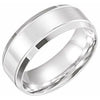 14K White 8 mm Beveled-Edge Band with Milgrain Size 7 - Siddiqui Jewelers