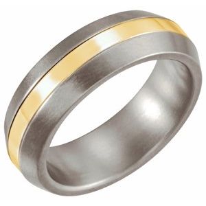 Titanium & 14K Yellow Inlay 6 mm Satin Finished Band Size 9 - Siddiqui Jewelers