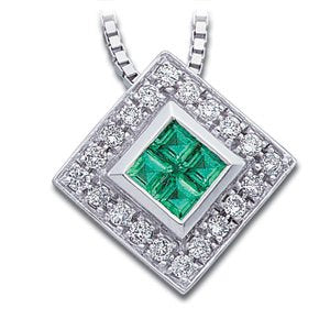 14K White Emerald & 1/4 CTW Diamond 18" Necklace - Siddiqui Jewelers