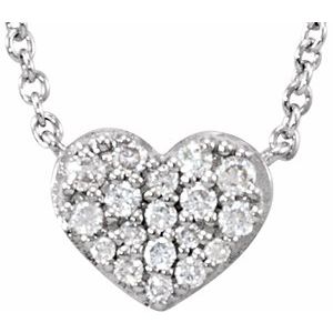 14K White 1/10 CTW Diamond Heart 18" Necklace - Siddiqui Jewelers