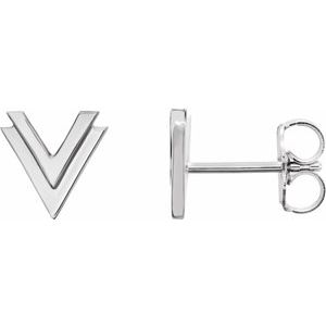 Sterling Silver 8 mm Double V Earrings Siddiqui Jewelers