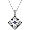 Sterling Silver Blue Sapphire & .025 CTW Diamond 18" Necklace - Siddiqui Jewelers