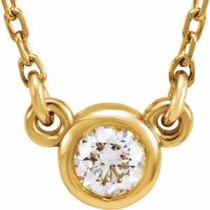 14K Yellow 1/10 CT Natural Diamond Solitaire 18" Necklace-Siddiqui Jewelers