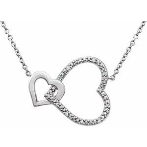 Sterling Silver .03 CTW Diamond Interlocking Heart 18" Necklace - Siddiqui Jewelers
