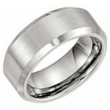 Tungsten 8 mm Satin & Beveled-Edge Band Size 11-Siddiqui Jewelers