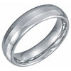 White Tungsten 6 mm Domed Band with Satin Center Size 6  -Siddiqui Jewelers