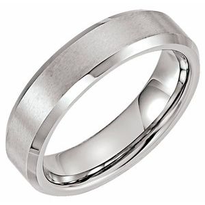 Tungsten 6 mm Satin & Polished Beveled-Edge Band Size 6-Siddiqui Jewelers