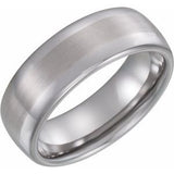 Tungsten 8 mm Rounded Edge Band with Satin Center Size 11.5 - Siddiqui Jewelers