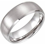 Tungsten 8 mm Beveled-Edge Band with Satin Finish Size 7-Siddiqui Jewelers