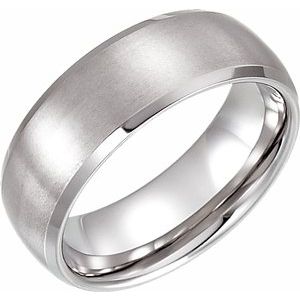 Tungsten 8 mm Beveled-Edge Band with Satin Finish Size 9 - Siddiqui Jewelers