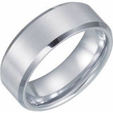 White Tungsten 8 mm Satin & Beveled-Edge Band Size 13-Siddiqui Jewelers