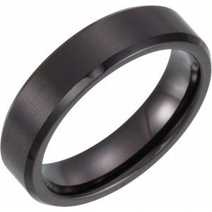 Black PVD Tungsten 6 mm Beveled Edge Band Size 13-Siddiqui Jewelers