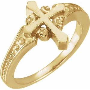 14K Yellow 13 mm Cross Ring - Siddiqui Jewelers