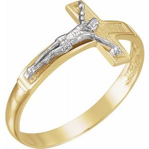 14K Yellow/White Crucifix Ring Size 10 - Siddiqui Jewelers