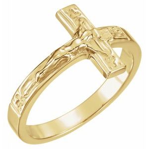 10K Yellow 15 mm Crucifix Chastity Ring Size 10 - Siddiqui Jewelers
