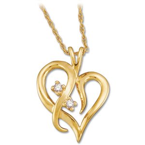 14K Yellow .03 CTW Diamond Heart 18" Necklace - Siddiqui Jewelers