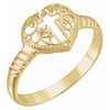 14K Yellow Cross Heart Ring - Siddiqui Jewelers