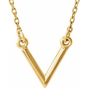 14K Yellow "V" 16.5" Necklace - Siddiqui Jewelers