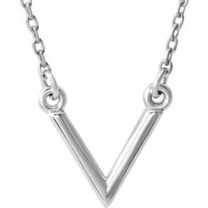 14K White "V" 16.5" Necklace - Siddiqui Jewelers