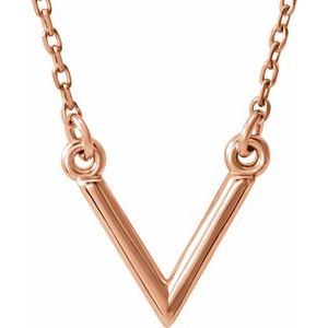 14K Rose "V" 16.5" Necklace - Siddiqui Jewelers